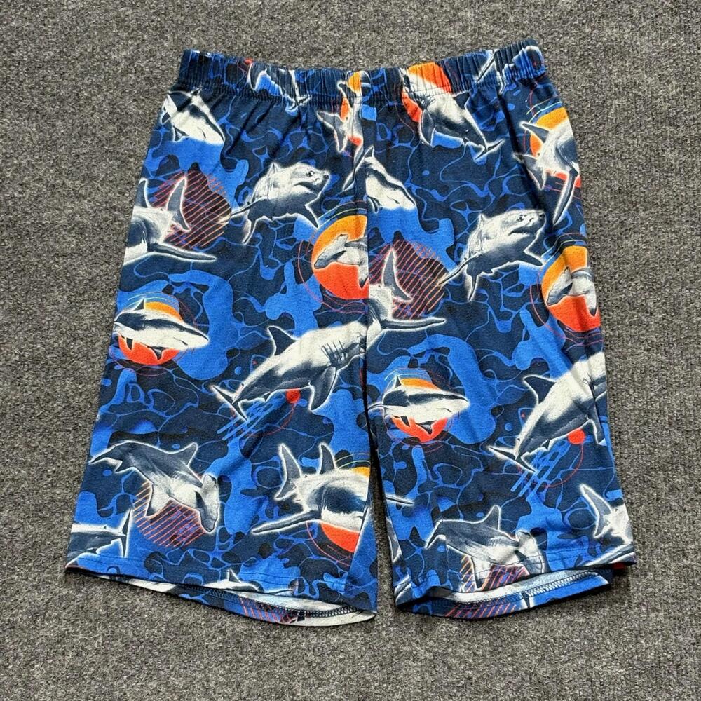 The Children's Place Sleep Shorts Kids 10-12 Blue Fleece Shark Print Pajama